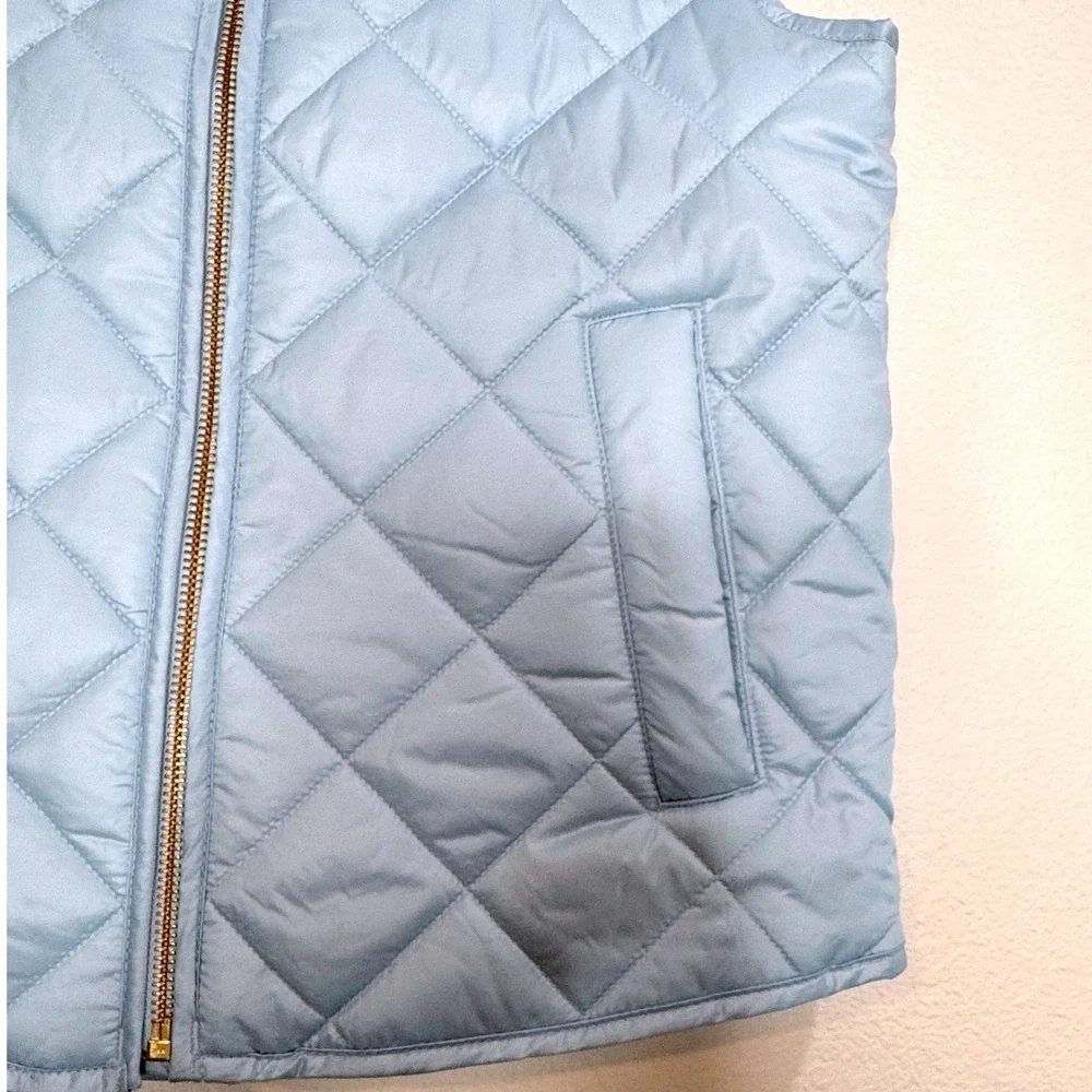 CREWCUTS J.Crew Kids Girls Boys Puffer Quilted Vest LG Lt Blue Front Zip Pockets